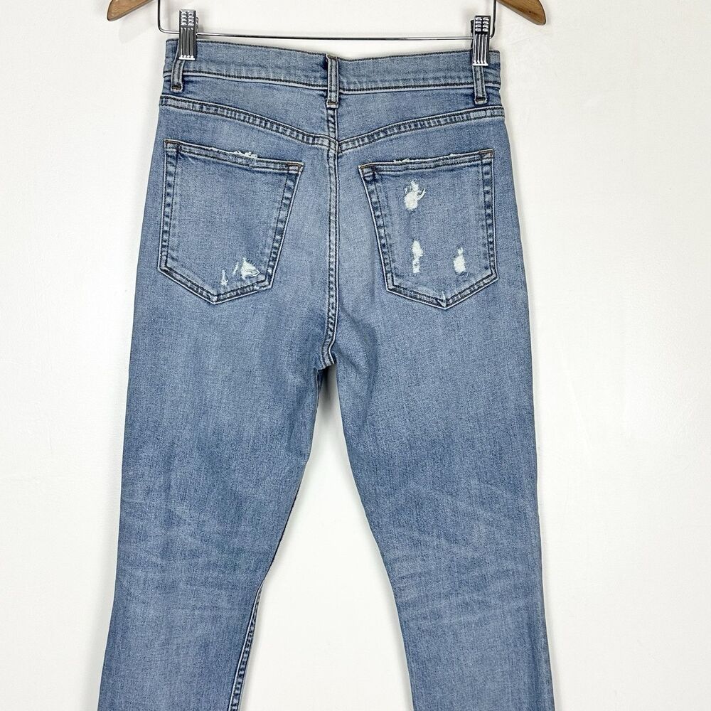 Reformation High Rise Skinny Jeans 27 Light Wash Distressed Minimalist Y2K Denim - Picture 8 of 12